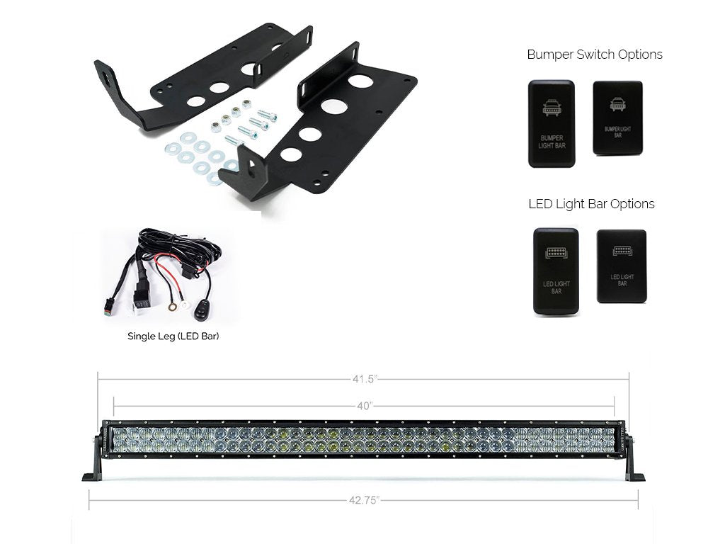 42" Hidden Grille Curved LED Light Bar Brackets Kit For 2014-2021 Toyota Tundra