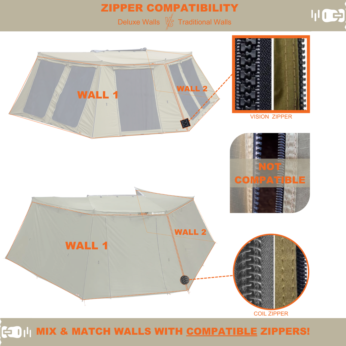CO-Peregrine 270 Left Deluxe Wall Set (W1+W2 Fits 5 Arm Awnings)