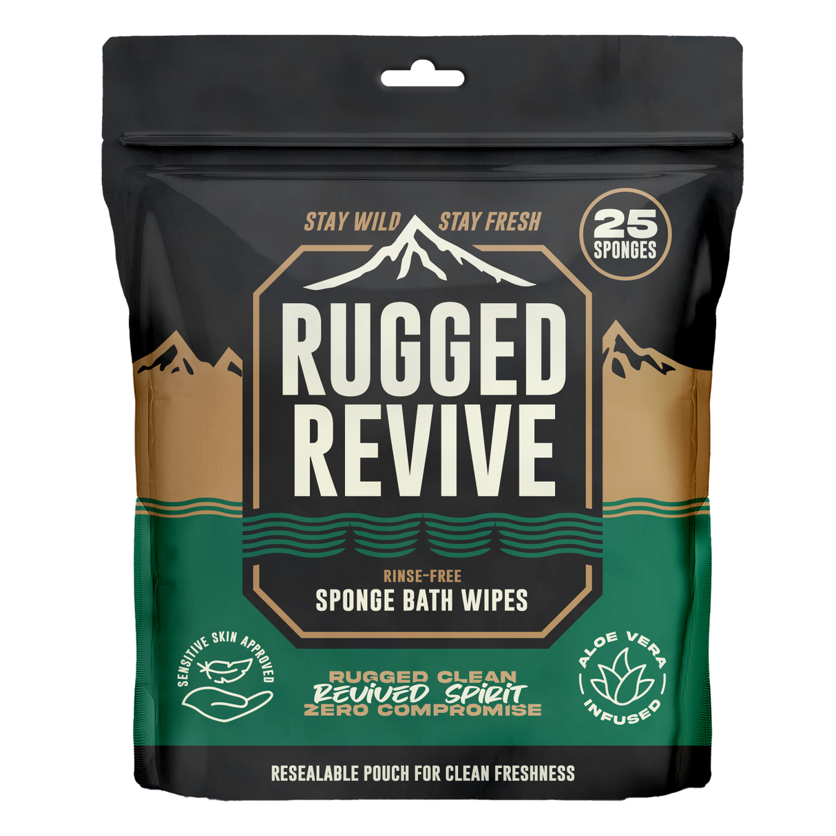 Rugged Revive - Rinse-Free Bath Sponge One (25 Pack)