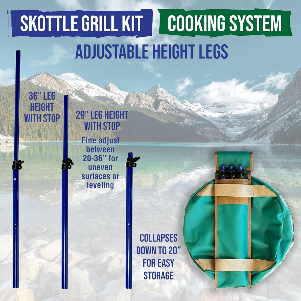 TemboTusk Adjustable Leg Skottle Grill Kit
