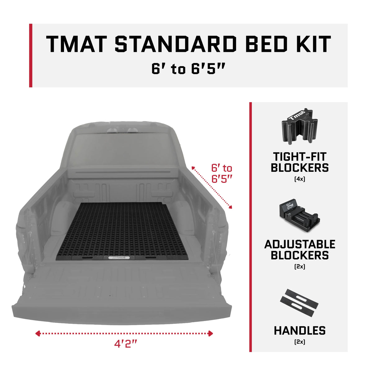 Tmat Truck Bed Organizer Slide Out Mat | Universal Fit for Standard Beds 6' to 6'5"