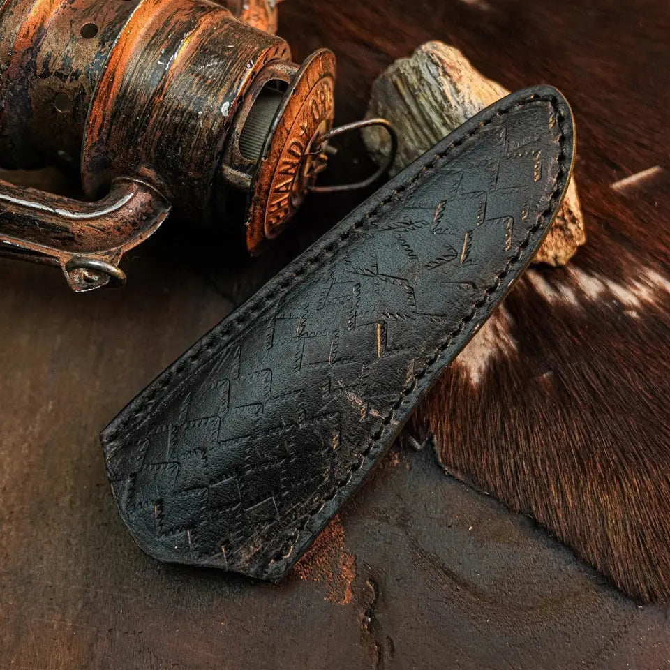 8.3" Handmade Damascus Hunting Knife – Full Tang Micarta Handle