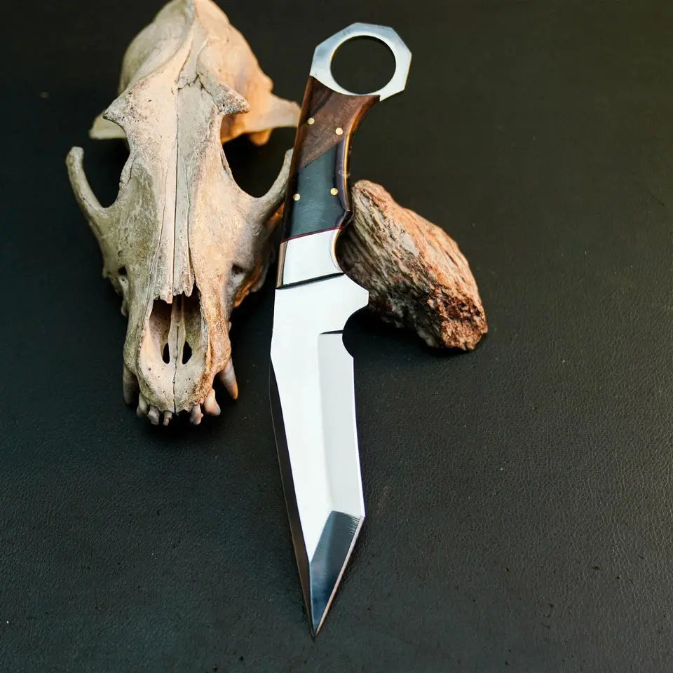 9.7" Handmade Stainless Steel Hunting Knife – Full Tang Wood Handle