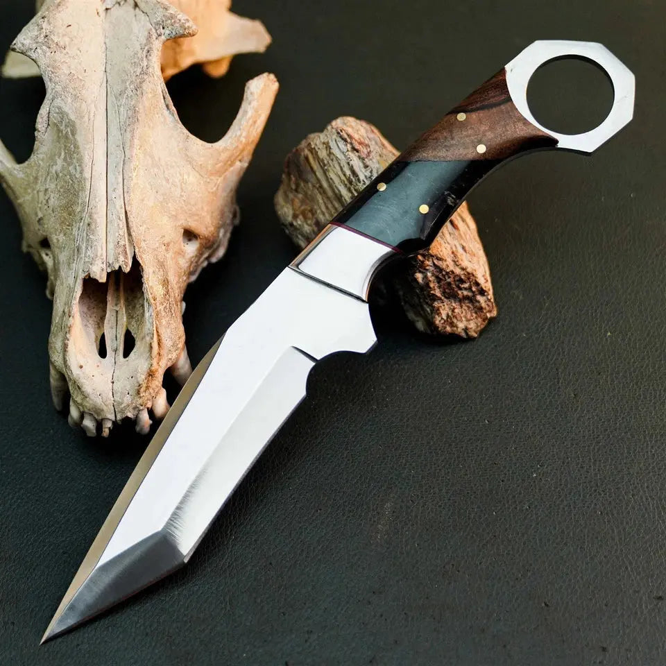 9.7" Handmade Stainless Steel Hunting Knife – Full Tang Wood Handle