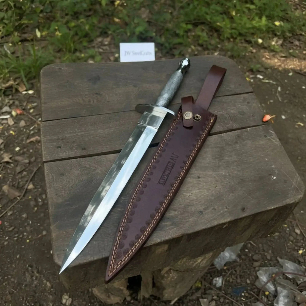 Silver Wire Medieval Quillon Dagger Mirror Polish Handmade Steel Blade