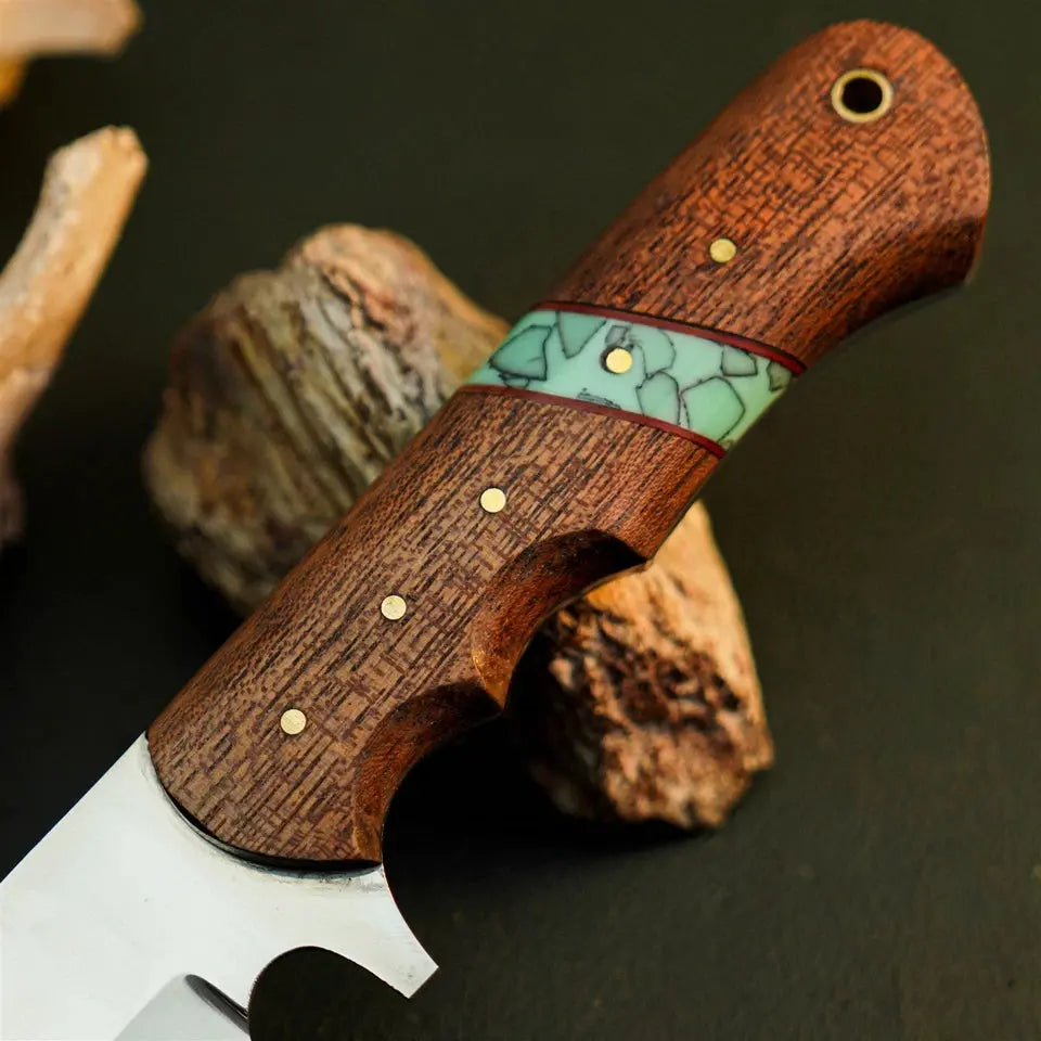 9.8" Handmade Stainless Steel Bushcraft Knife – Full Tang Wood Handle & Sheath