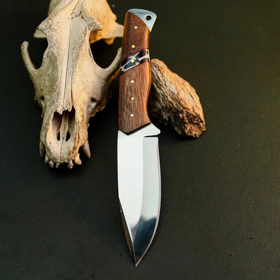 8.7" Handmade Stainless Steel Bushcraft Knife – Full Tang Wood Handle & Sheath
