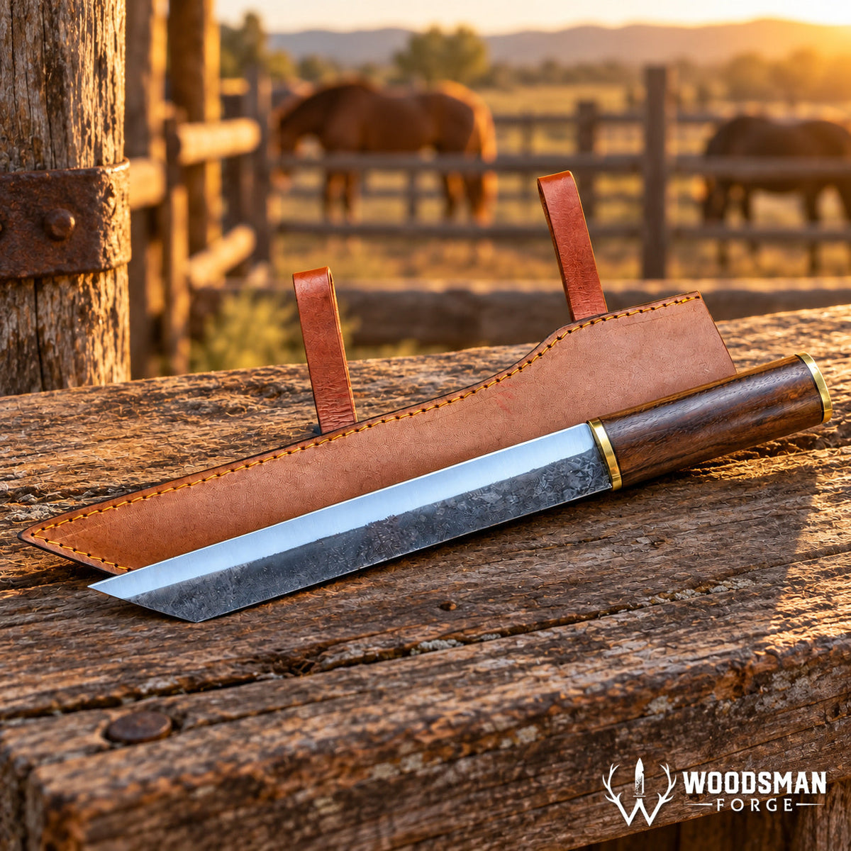 Walnut Trailcrest™ Carbon Steel Seax Knife – Walnut Handle & Brass