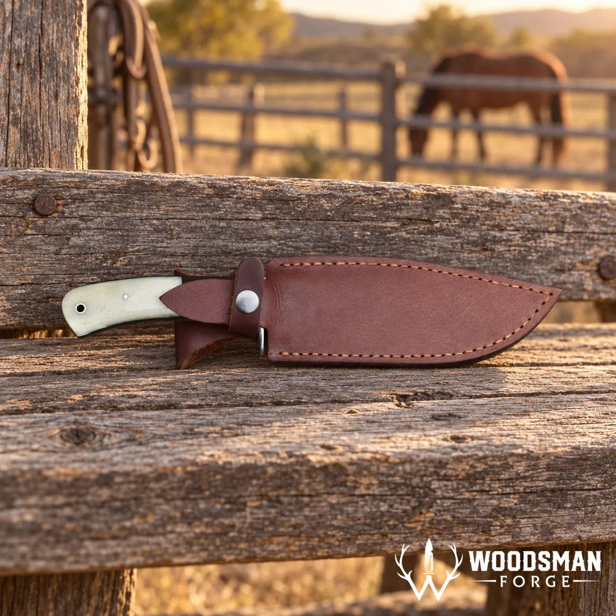 Stonebrook Damascus Bowie Knife – Bone & Micarta Handle