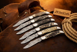 Trailfold Stag Pocket Knife Set 8" Handmade Set of 5 Folding Knives