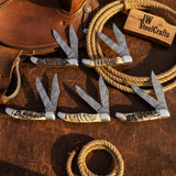 Trailfold Stag Pocket Knife Set 8" Handmade Set of 5 Folding Knives
