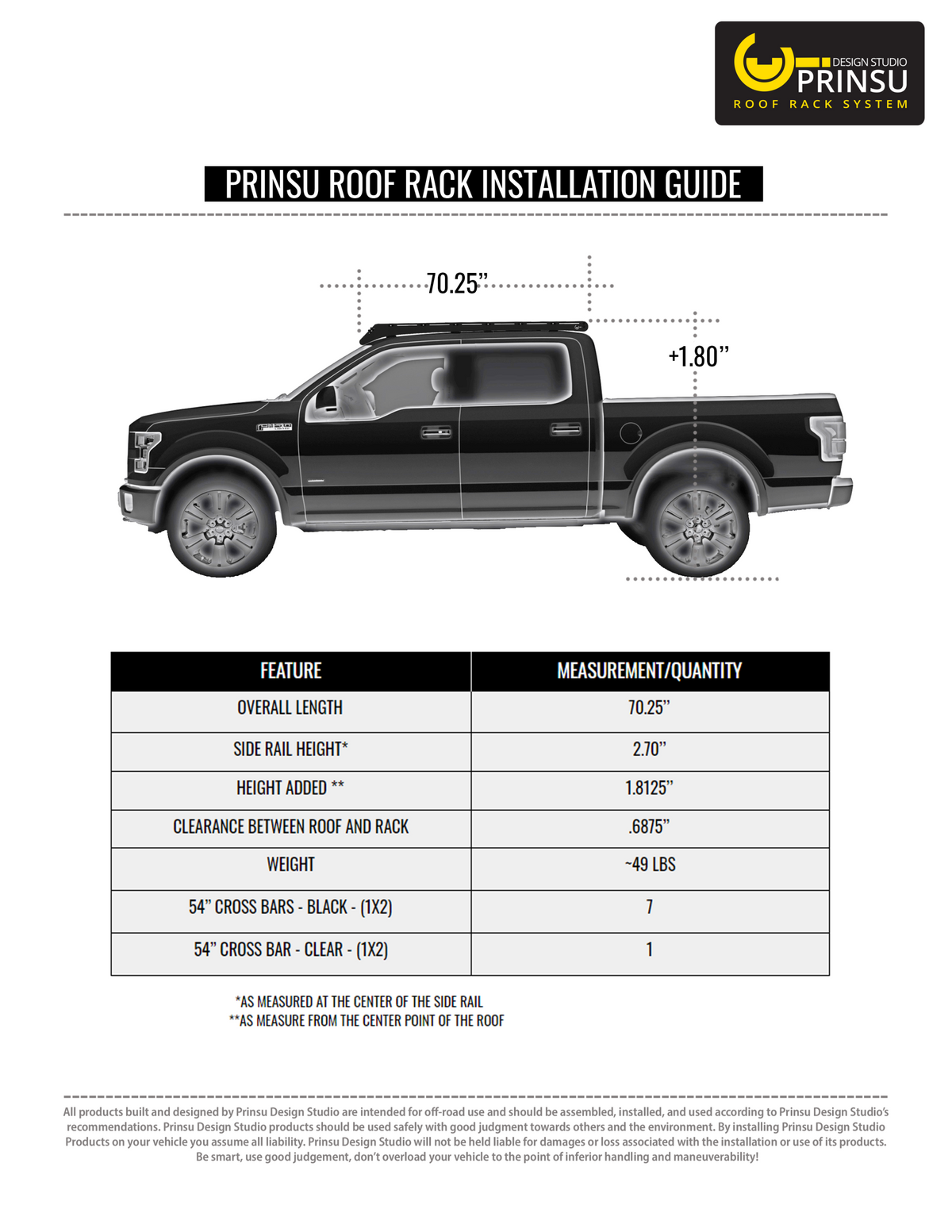 Ford Raptor / F150 Prinsu Roof Rack 2015-2020