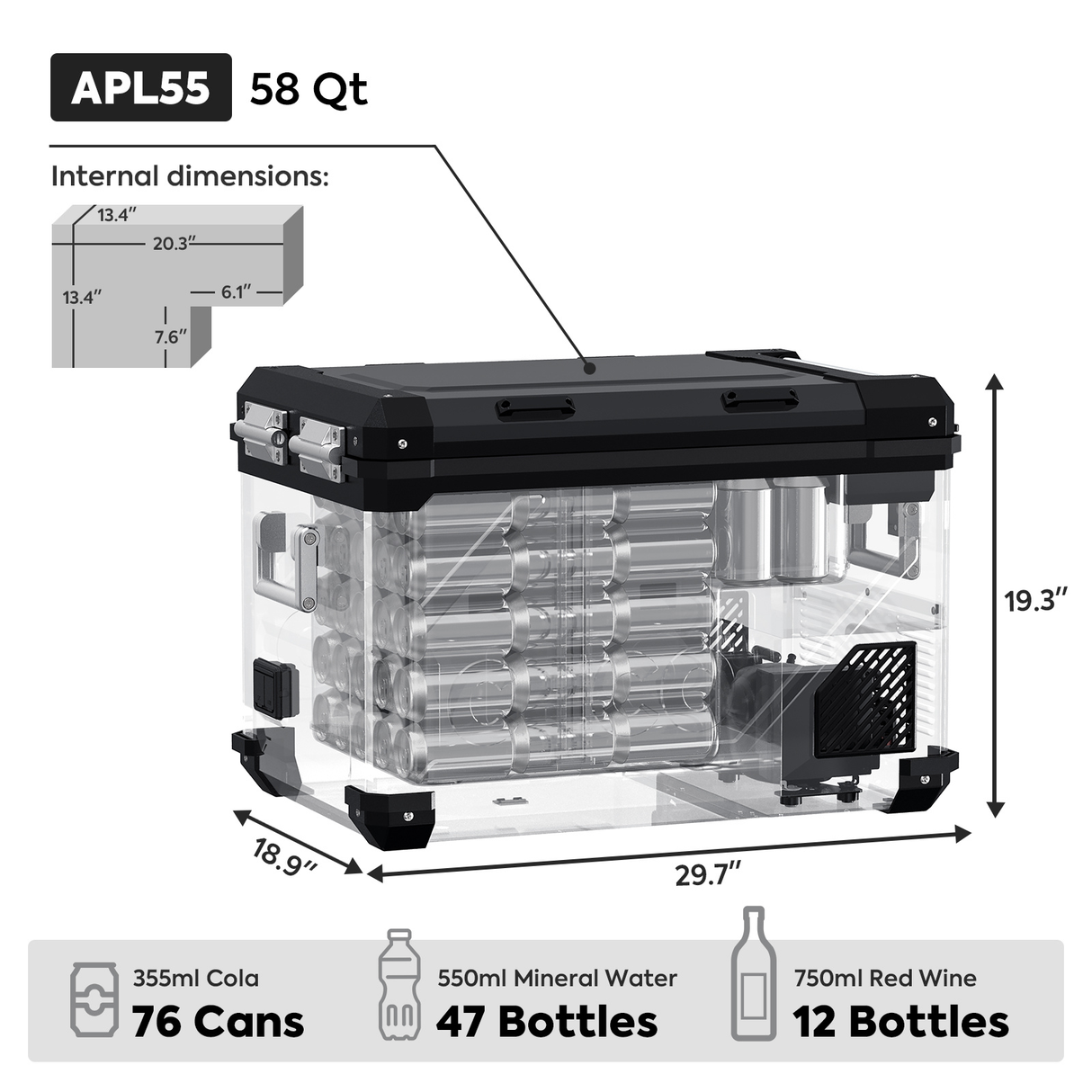 APL55 Dual Zone 12 Volt Freezer | ICECO | 55 LT