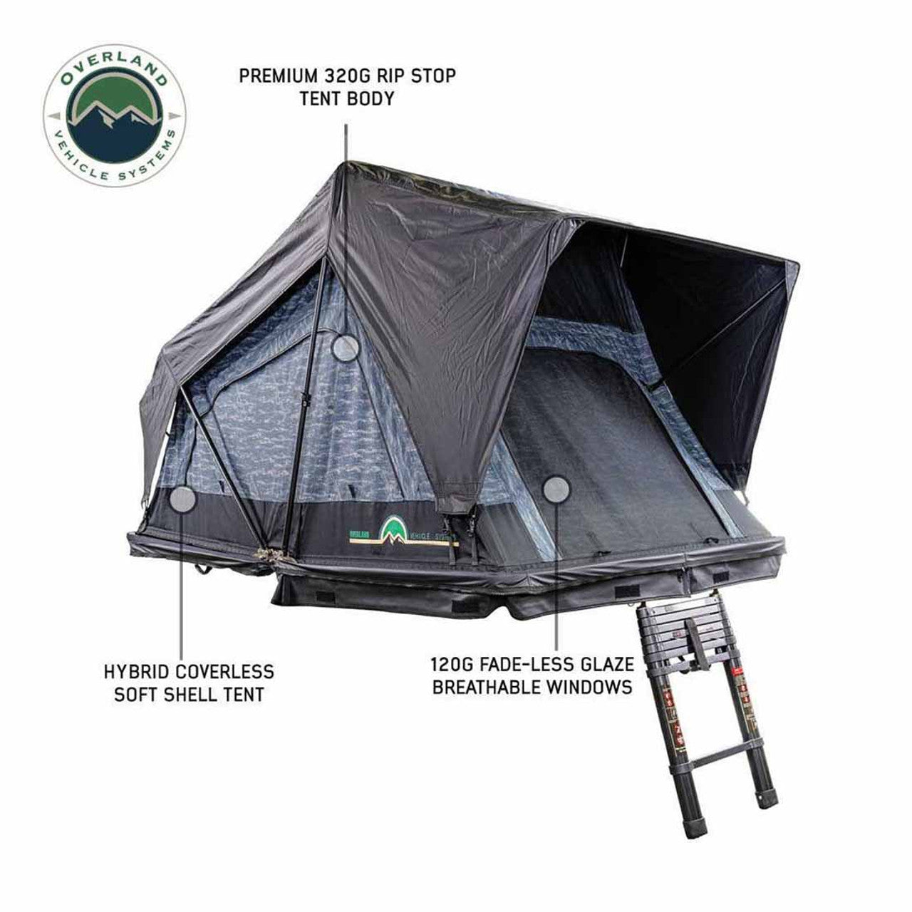 XD Sherpa Solo - Soft Sided Roof Top Tent, 1 Person, Grey Body and Black Rainfly Overland Vehicle Systems