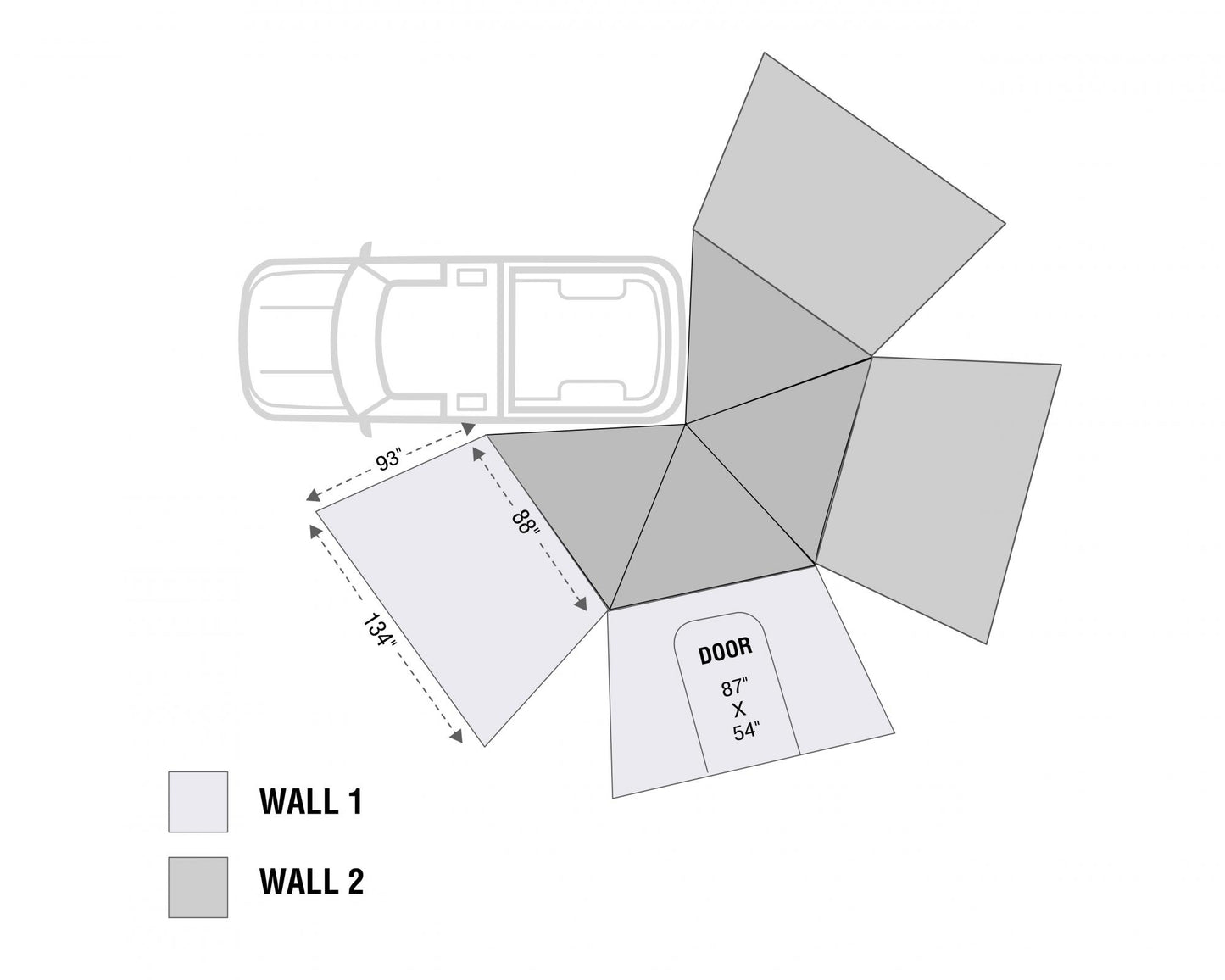 Overland Vehicle Systems Freestanding Driver Nomadic 270LT Awning Wall 2 Overland Vehicle Systems