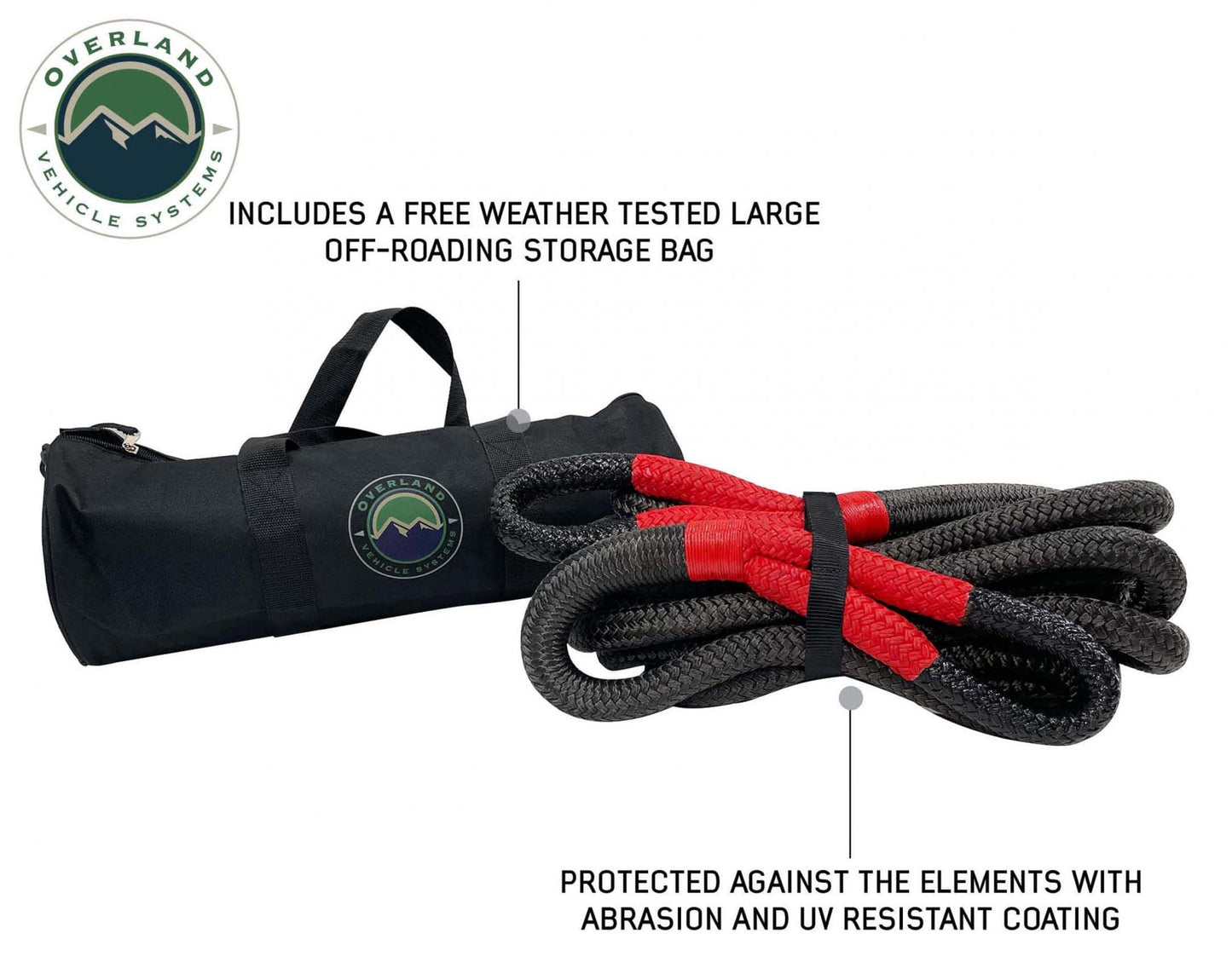 Brute Kinetic Rope Recovery Strap 1 x 30 Foot 30 Percent Stretch Overland Vehicle Systems