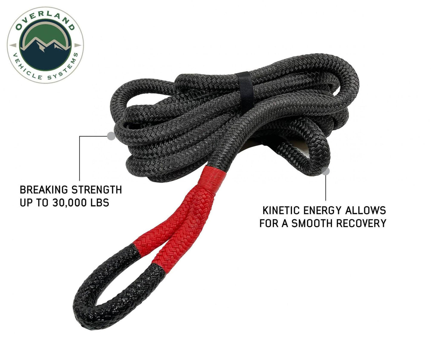 Brute Kinetic Rope Recovery Strap 1 x 30 Foot 30 Percent Stretch Overland Vehicle Systems