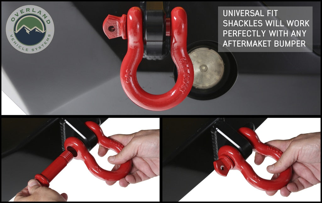 19010204 Recovery Shackle 3/4 Inch 4.75 Ton Red - Sold In Pairs Overland Vehicle Systems