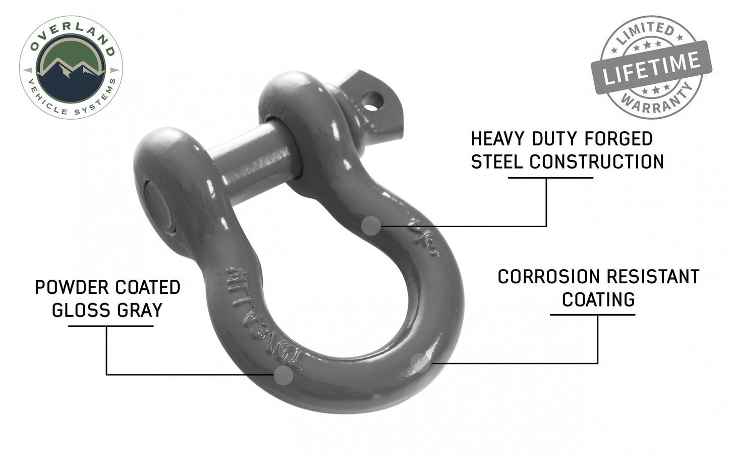 Buy Overland Vehicle Systems Recovery Shackle D Ring 3/4 Inch 4.75 Ton Grey Overland Vehicle Systems