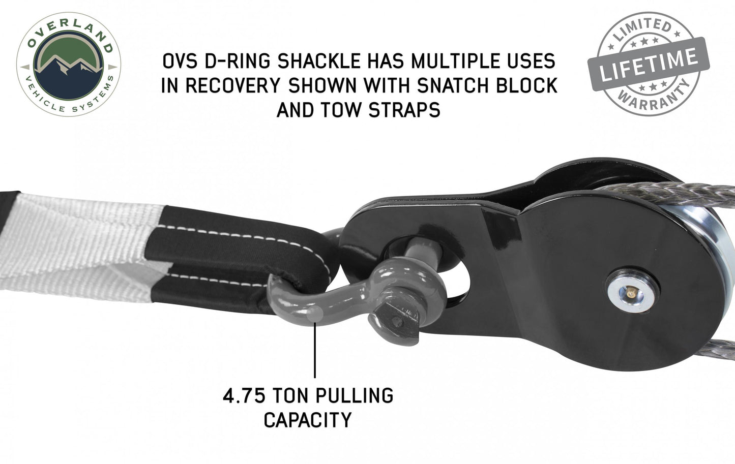 Buy Overland Vehicle Systems Recovery Shackle D Ring 3/4 Inch 4.75 Ton Grey Overland Vehicle Systems