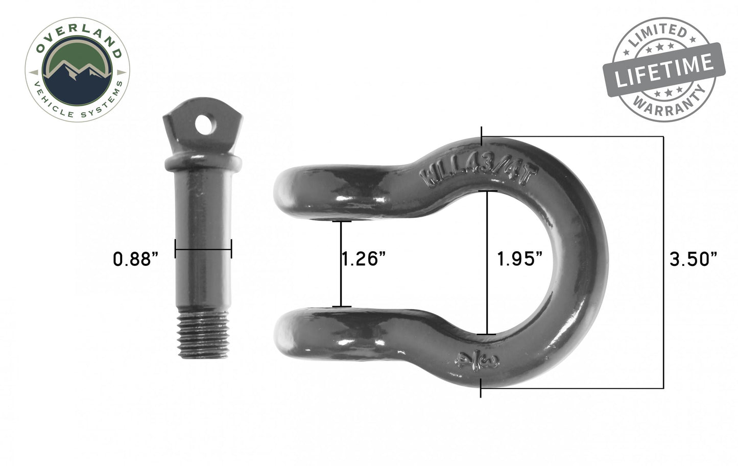 Buy Overland Vehicle Systems Recovery Shackle D Ring 3/4 Inch 4.75 Ton Grey Overland Vehicle Systems