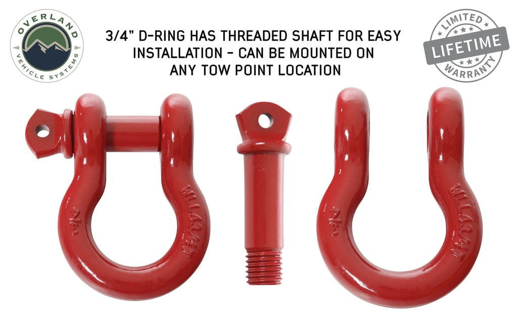 19019904 Recovery Shackle 3/4 Inch 4.75 Ton Red Overland Vehicle Systems