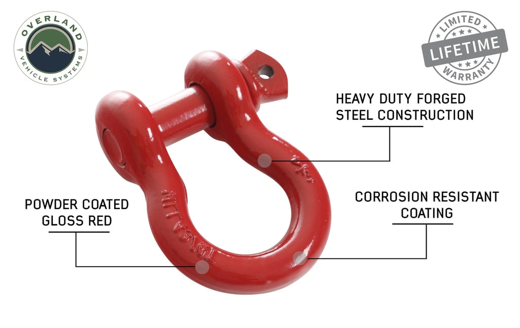 19019904 Recovery Shackle 3/4 Inch 4.75 Ton Red Overland Vehicle Systems