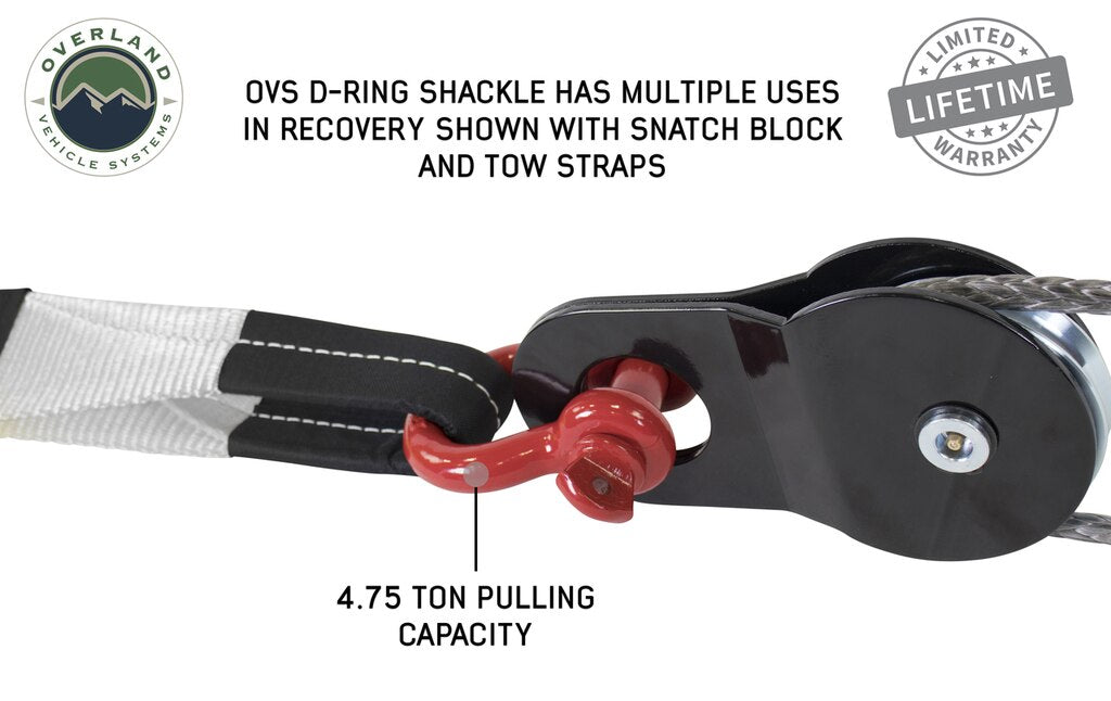 19019904 Recovery Shackle 3/4 Inch 4.75 Ton Red Overland Vehicle Systems