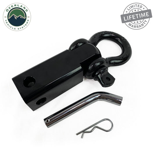 Receiver Mount Recovery Shackle 3/4 Inch 4.75 Ton With Dual Hole Black Universal Overland Vehicle Systems