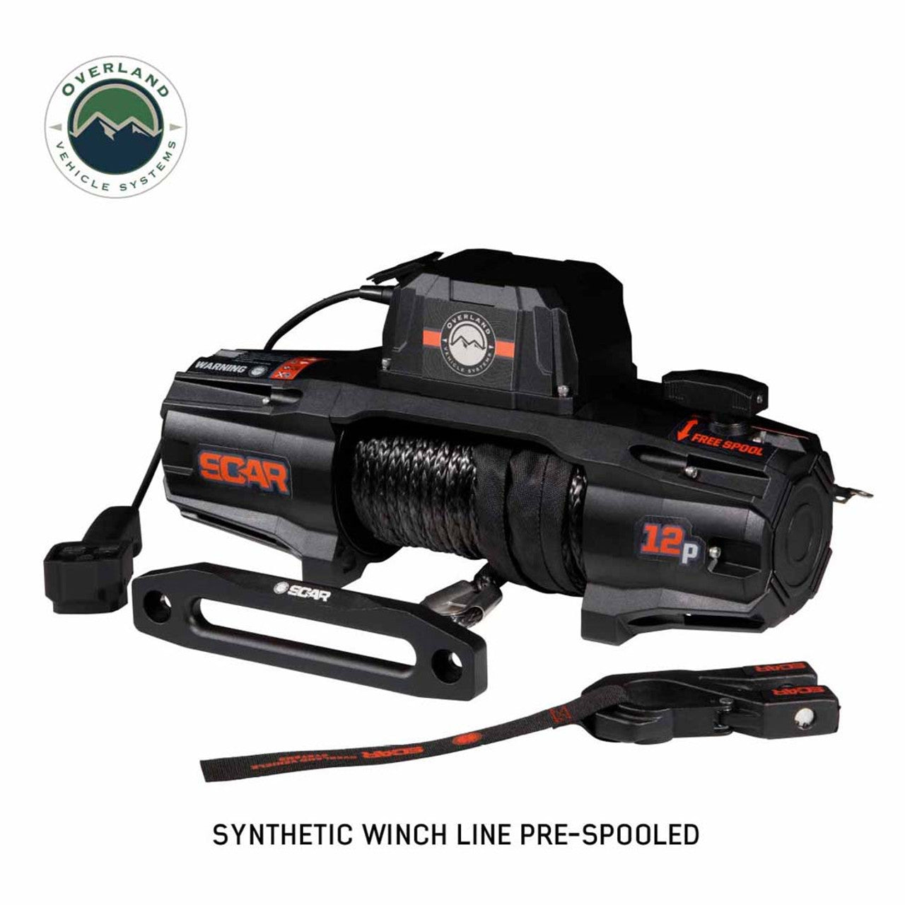 SCAR 12P - 12,000 lb. Winch With Synthetic Rope and Wireless Remote Overland Vehicle Systems