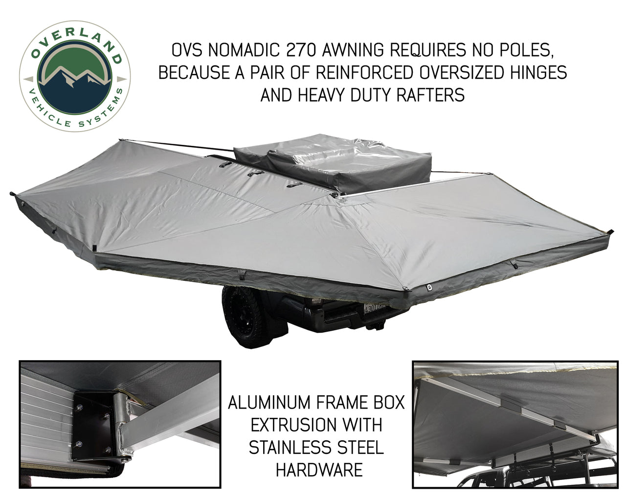 Freestanding 270 Degree Awnings For Mid - High Roofline Vans Driver side Overland Vehicle Systems