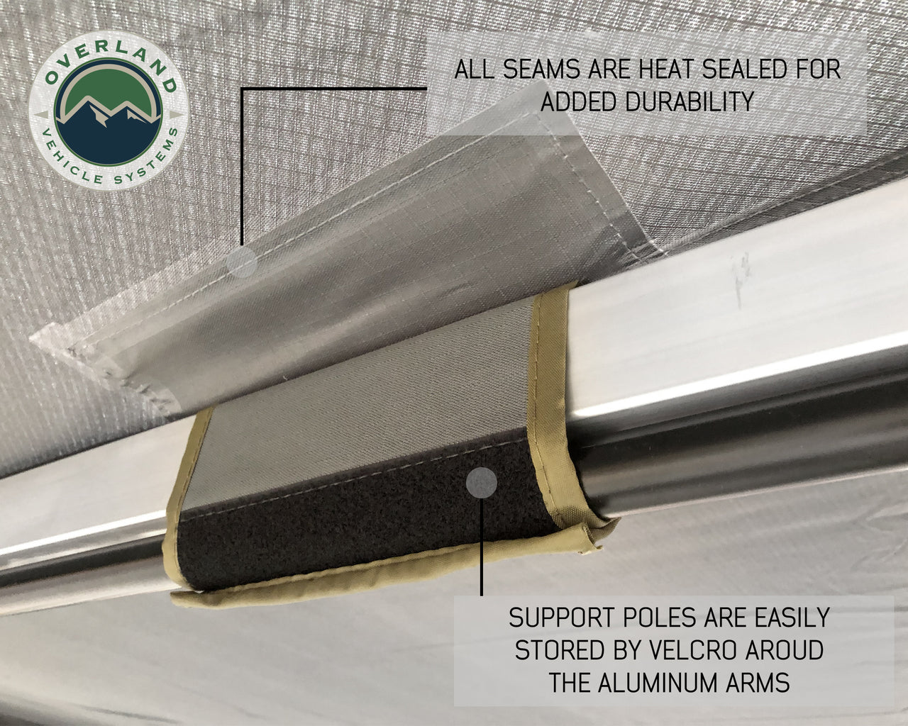 Freestanding 270 Degree Awnings For Mid - High Roofline Vans Driver side Overland Vehicle Systems