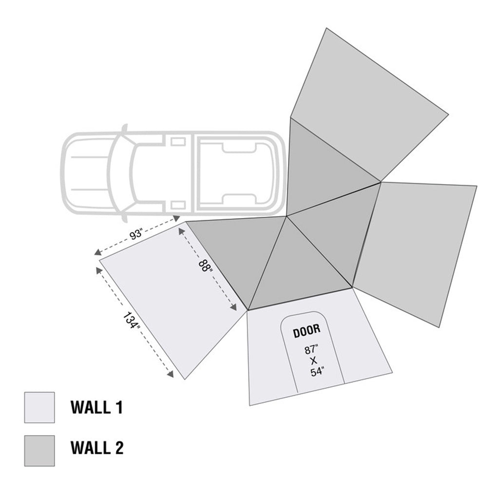 Freestanding 270 LT Degree Awnings With Walls Driver Side Overland Vehicle Systems