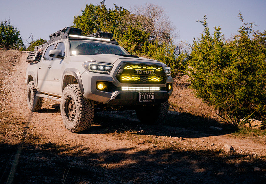 32" Upper Grille LED Light Bar Brackets Kit For 2016-2023 Toyota Tacoma