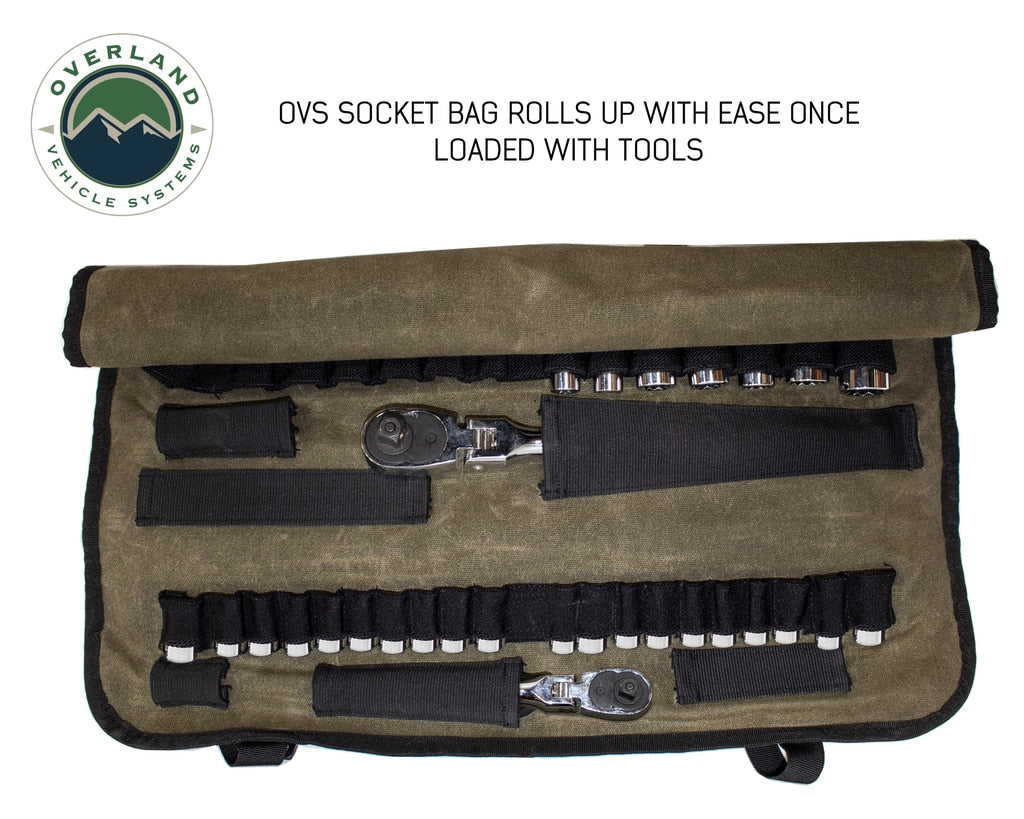 Rolled Socket Organizer Storage Bag - #16 Waxed Canvas Overland Vehicle Systems