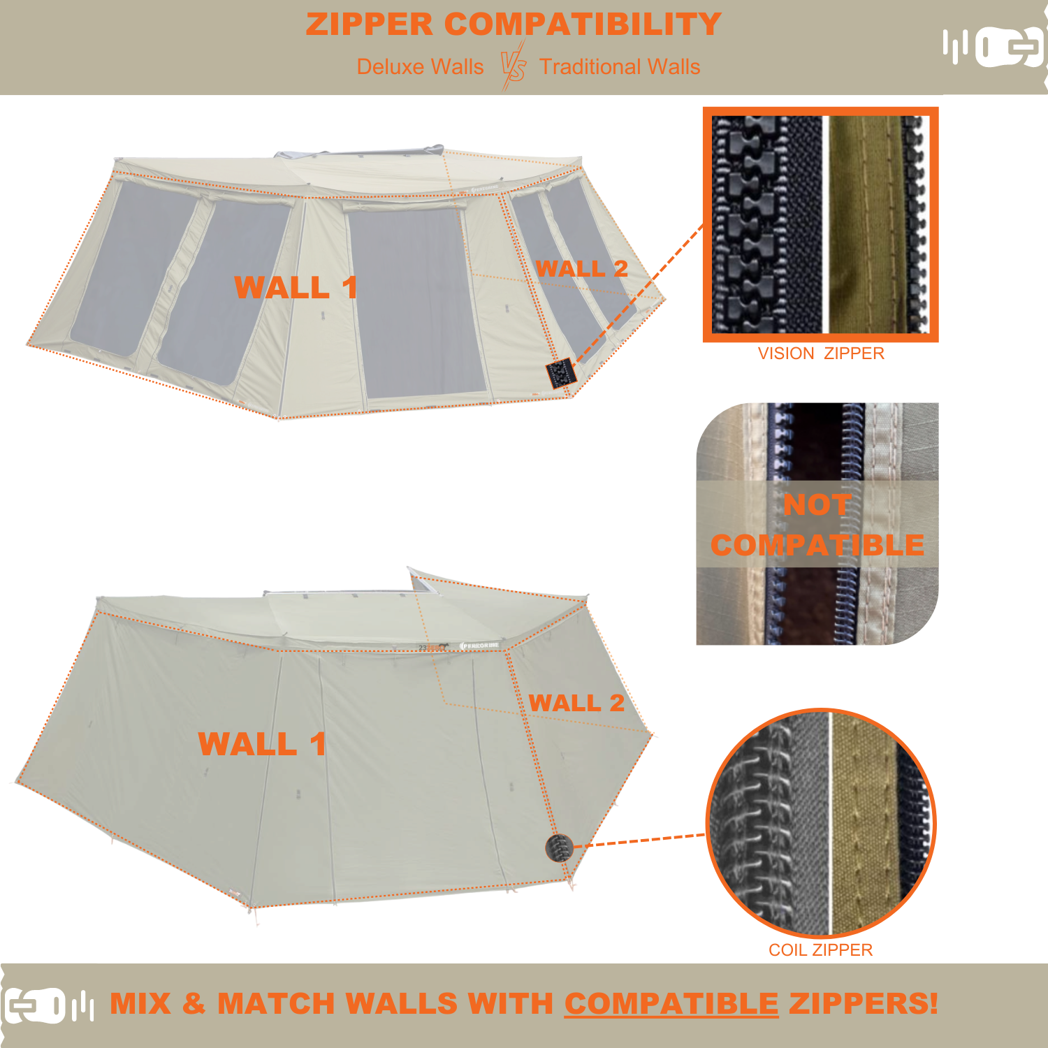 CO-Peregrine 270 Left 1.0 Wall Set (W1+W2 Fits 5 Arm Awnings)