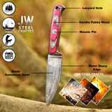 Twilight Resin Bushcraft Knife 8" Pink & Blue Pakka Wood Handle | JW SteelCrafts