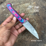 Twilight Resin Bushcraft Knife 8" Pink & Blue Pakka Wood Handle | JW SteelCrafts