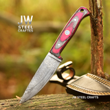 Twilight Resin Bushcraft Knife 8" Pink & Blue Pakka Wood Handle | JW SteelCrafts