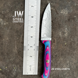 Twilight Resin Bushcraft Knife 8" Pink & Blue Pakka Wood Handle | JW SteelCrafts