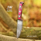 Twilight Resin Bushcraft Knife 8" Pink & Blue Pakka Wood Handle | JW SteelCrafts