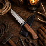 440C Steel Fixed Blade Outdoor Camping Hunting Survival Knife With Leather Sheath