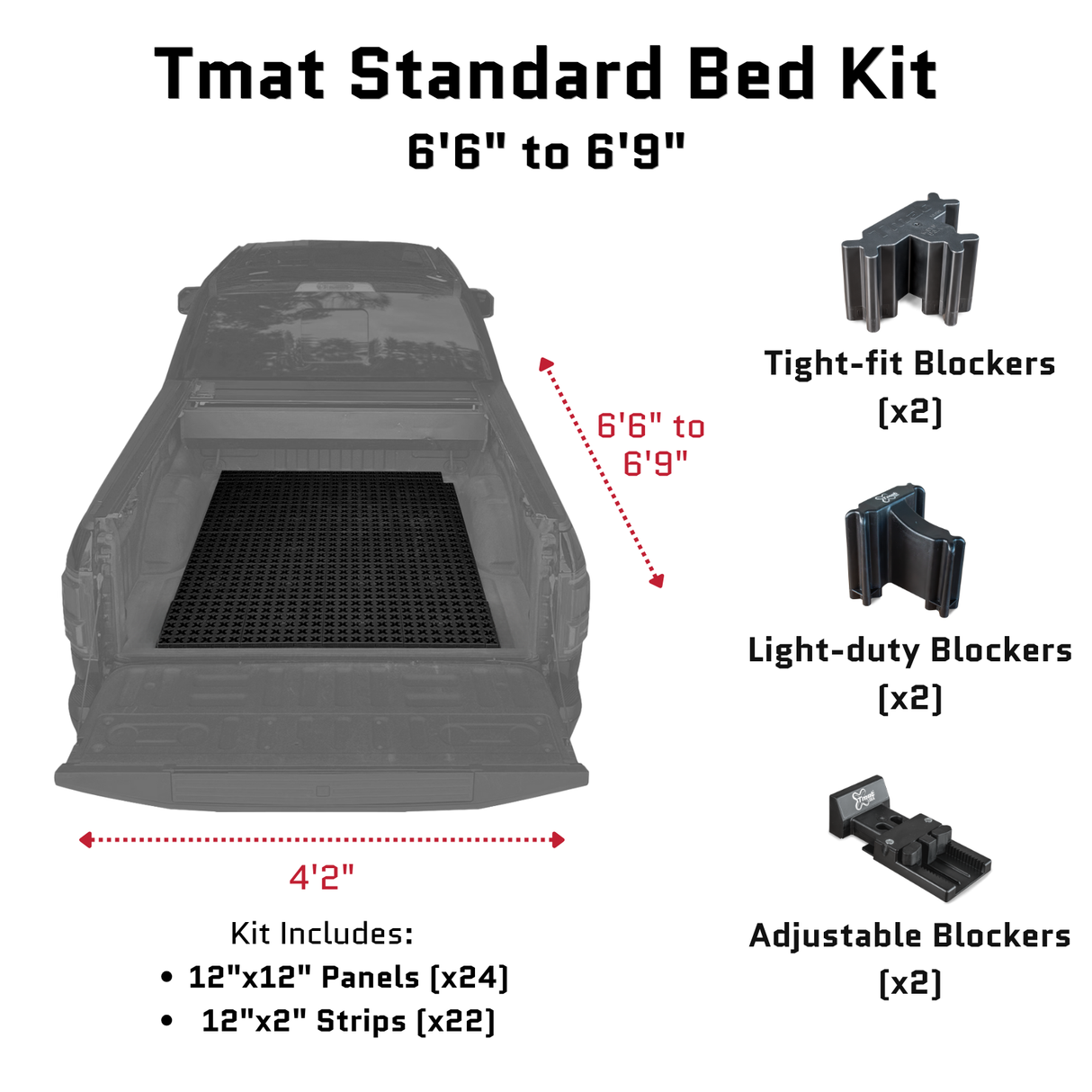 Tmat Truck Bed Organizer Slide Out Mat | Universal Fit for Standard Beds 6'6" to 6'9"
