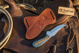 Antler Ridge Skinner Knife 8" Handmade Damascus Stag Horn Handle