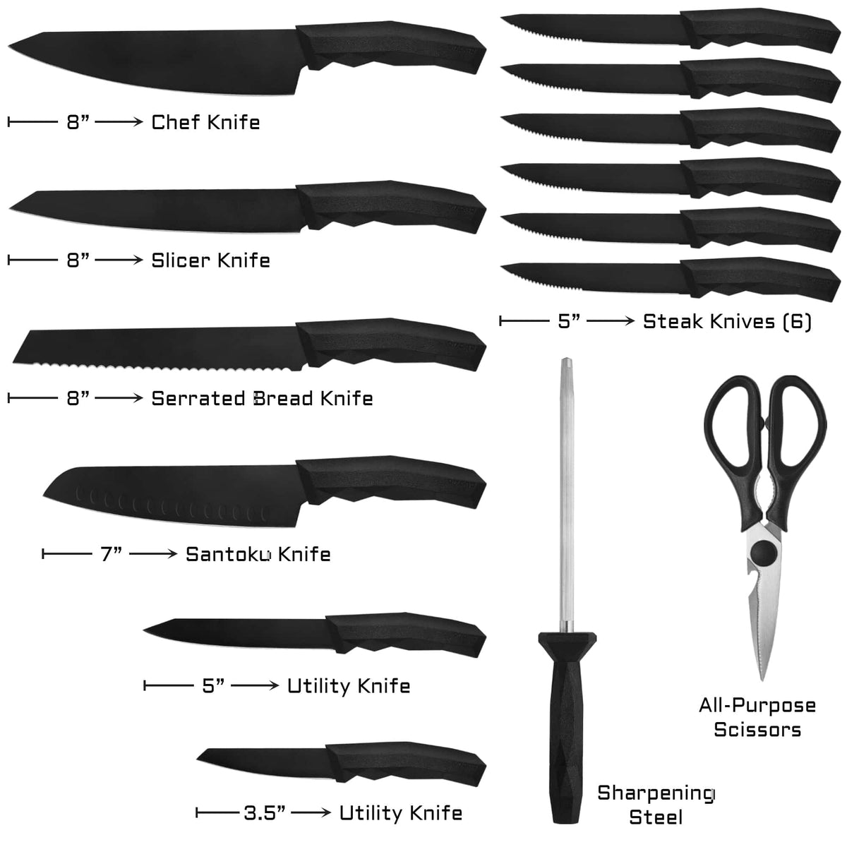Boulder Series 15 Piece Cutlery Set // Black