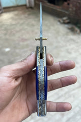 Walnut Hawkbill Folder 8" Handmade Walnut Wood Damascus Blade