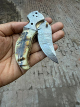Pearlridge Damascus Folder 7" Handmade Mother of Pearl Lock Back