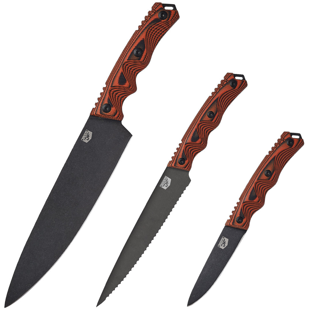 3 Piece Essential Chef Knife Set // Orange