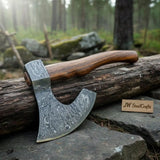 Viking Damascus Bearded Axe with 19 Inch Rosewood Handle