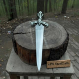 Handmade Medieval Fantasy Short Sword in Polished Steel with Gothic Cross Hilt for Collection, Cosplay and Display